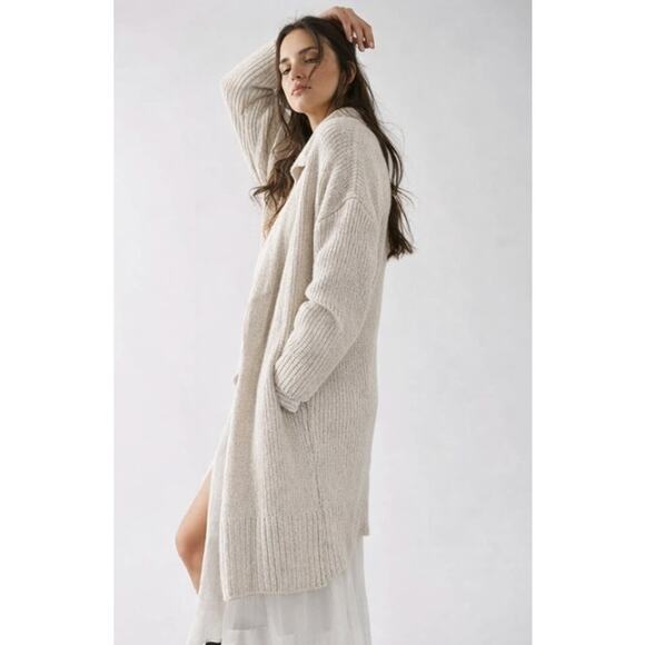 Free People cream ribbed finley maxi cardigan sweater - Picture 7 of 8